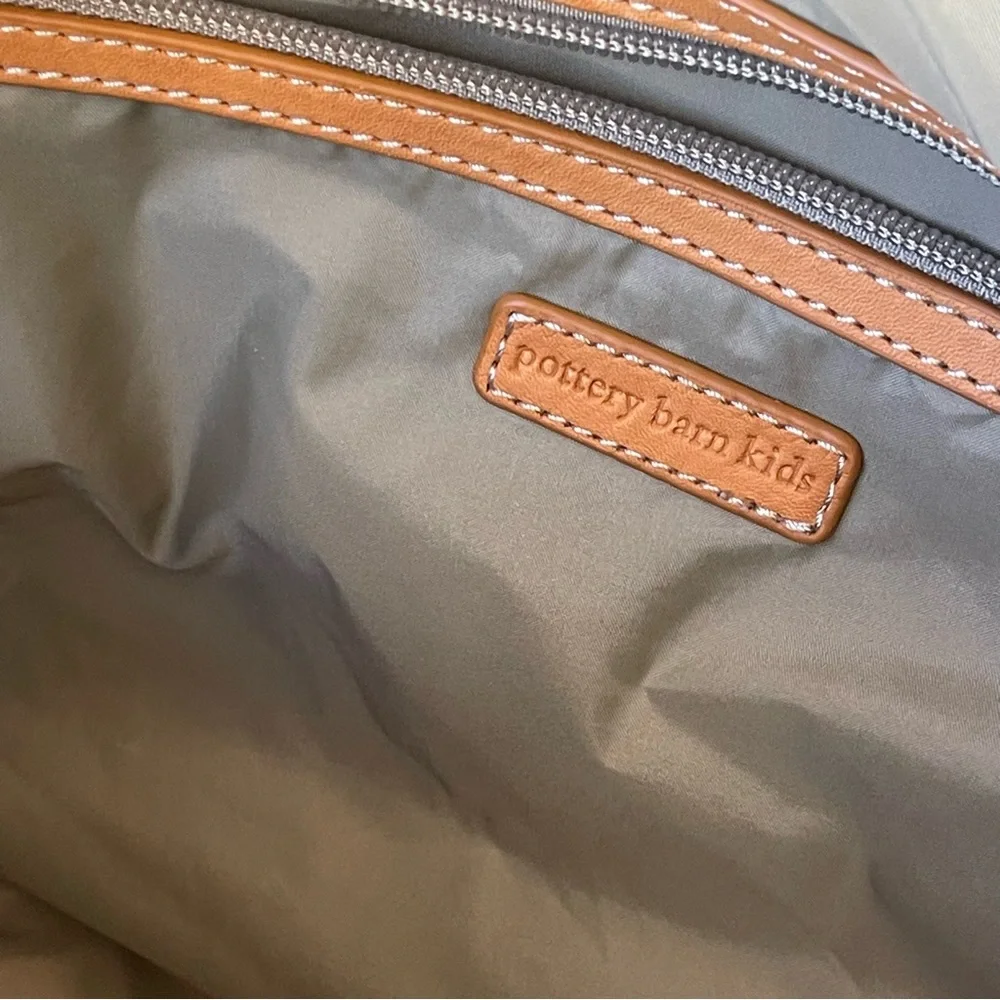 Pottery Barn Classic Diaper Bag with Leather Handles and Trim Monogram C Navy